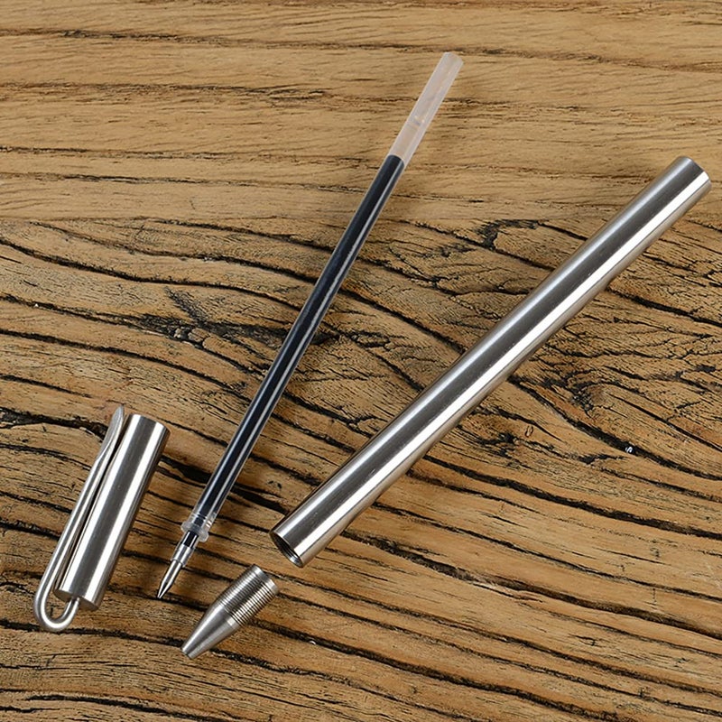 EKLOEN Ballpoint Stainless Steel Silver Pen, Fine Point, Black Ink, One Pack - Image 3